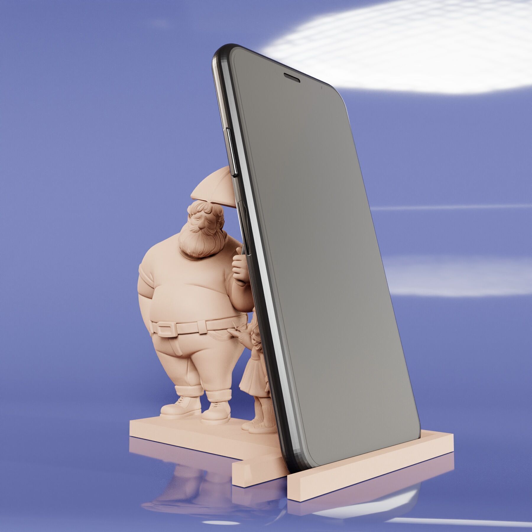 phone stand father and daughter 3D print model_4