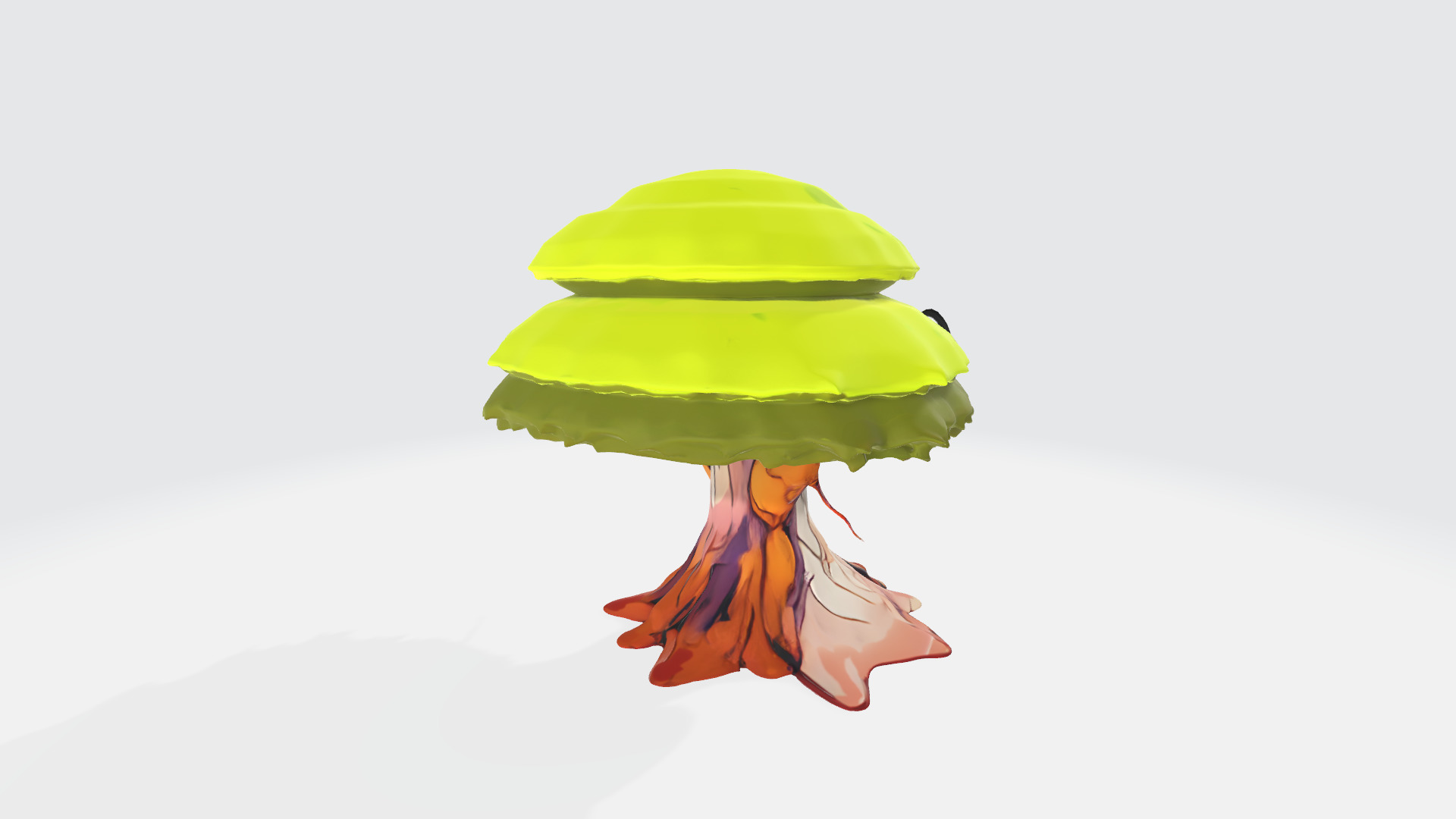 Cartoon Oak Tree Character with Eyes and Mouth High Poly 3D model_4