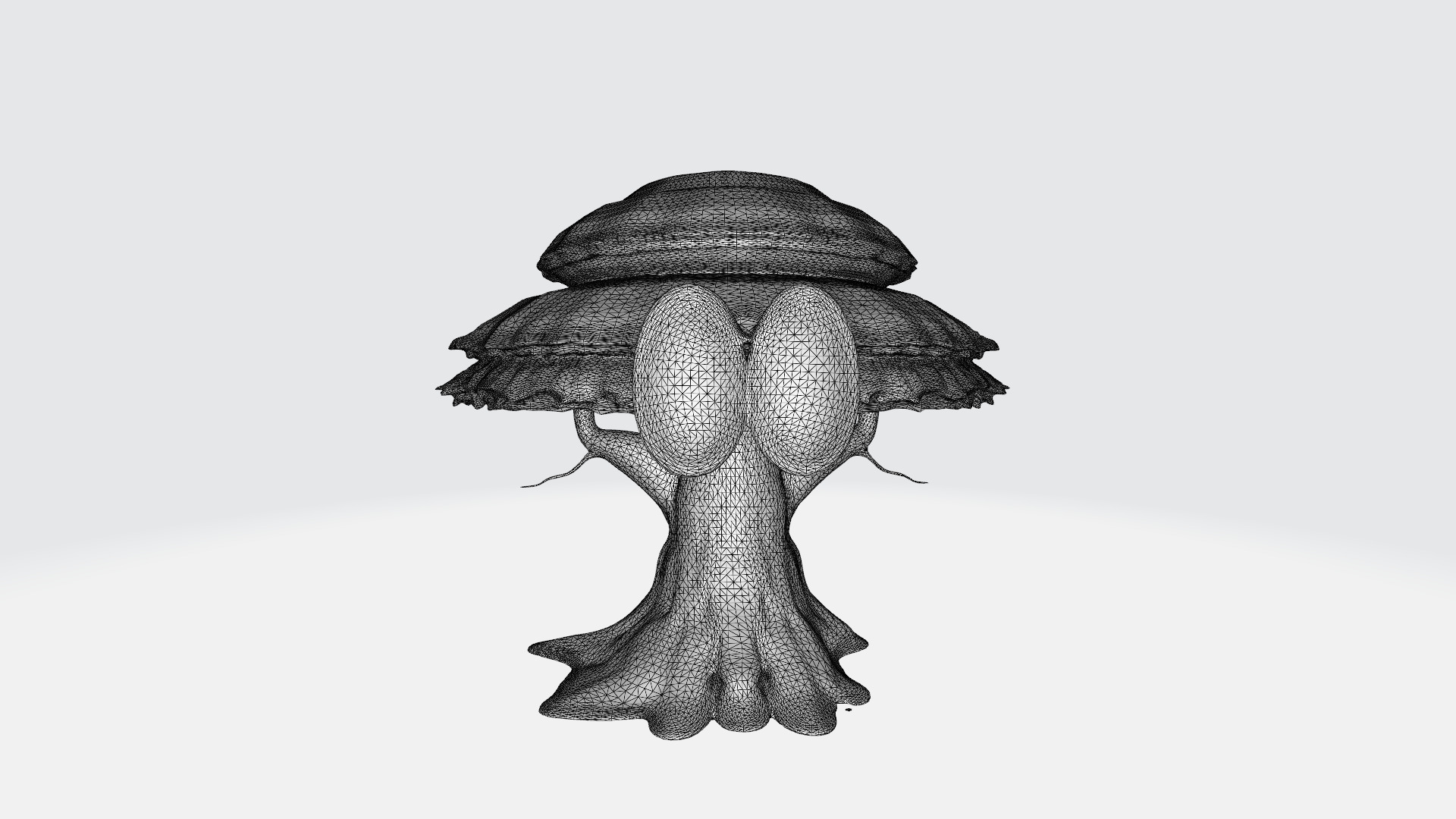 Cartoon Oak Tree Character with Eyes and Mouth High Poly 3D model_6