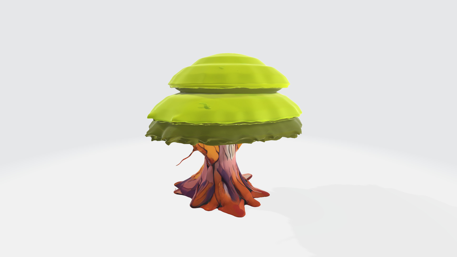 Cartoon Oak Tree Character with Eyes and Mouth High Poly 3D model_3