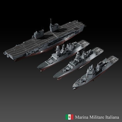 Modern Italian Navy Warships 3D Model Collection