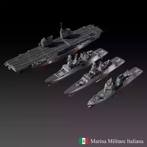 Modern Italian Navy Warships 3D Model Collection