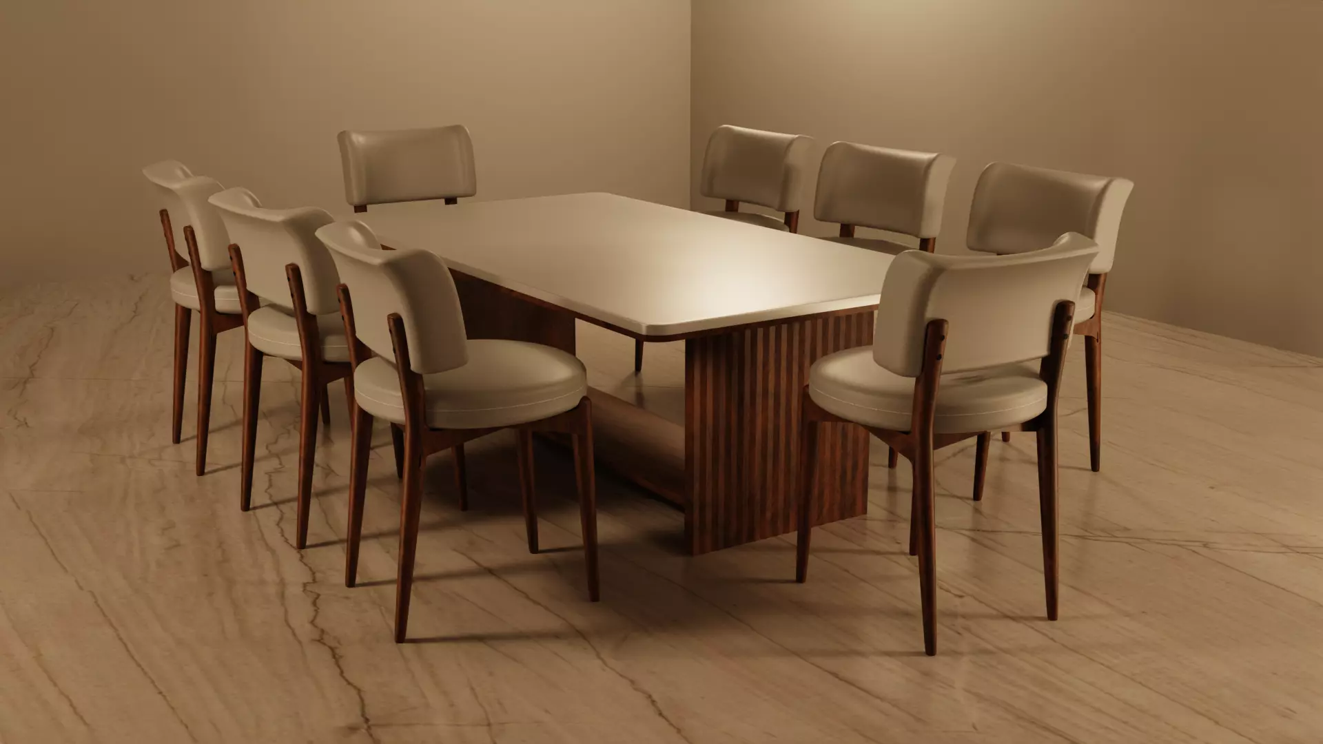 Modern 8 Seater Dining Table Set 3D model_0