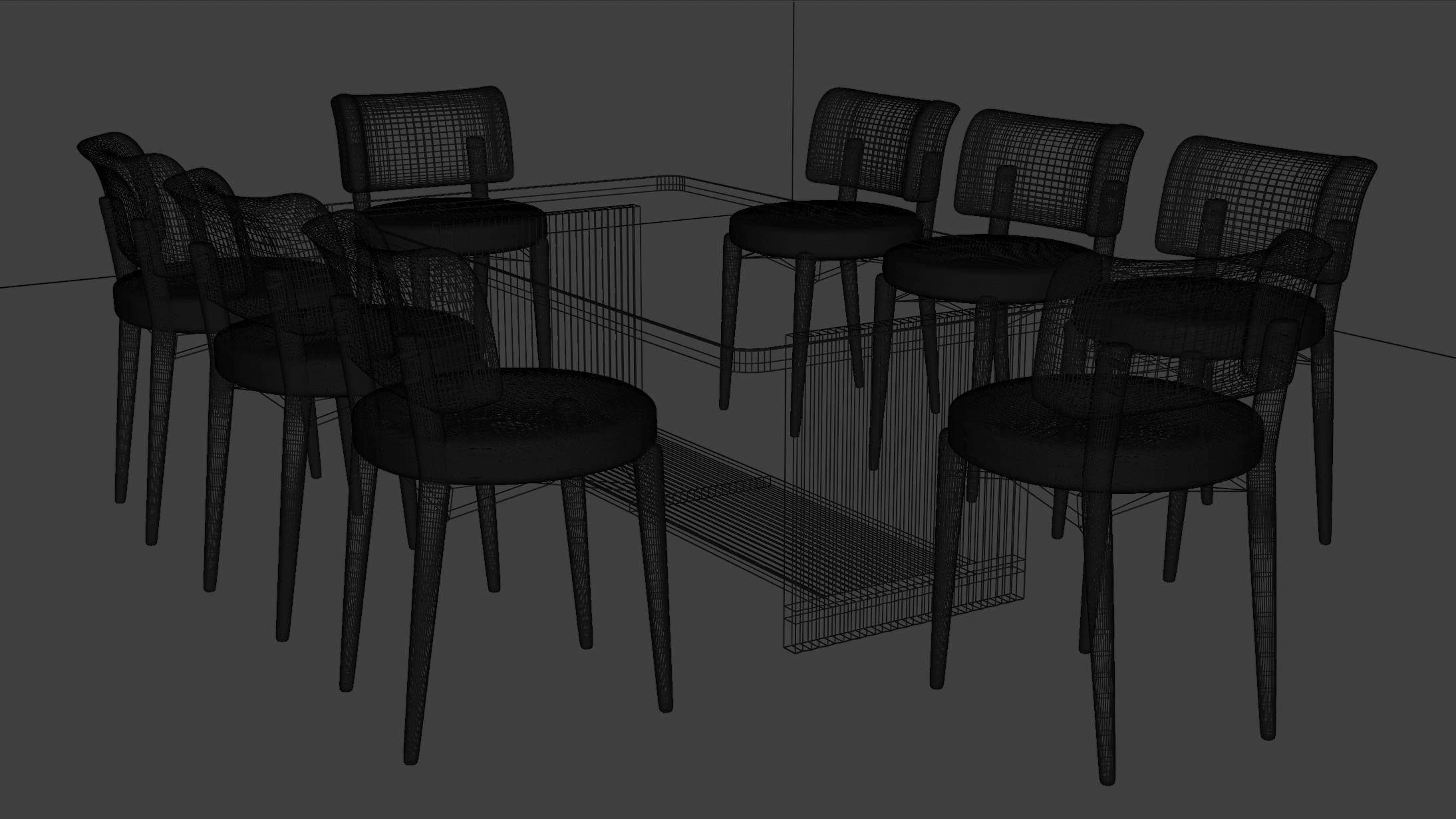 Modern 8 Seater Dining Table Set 3D model_1