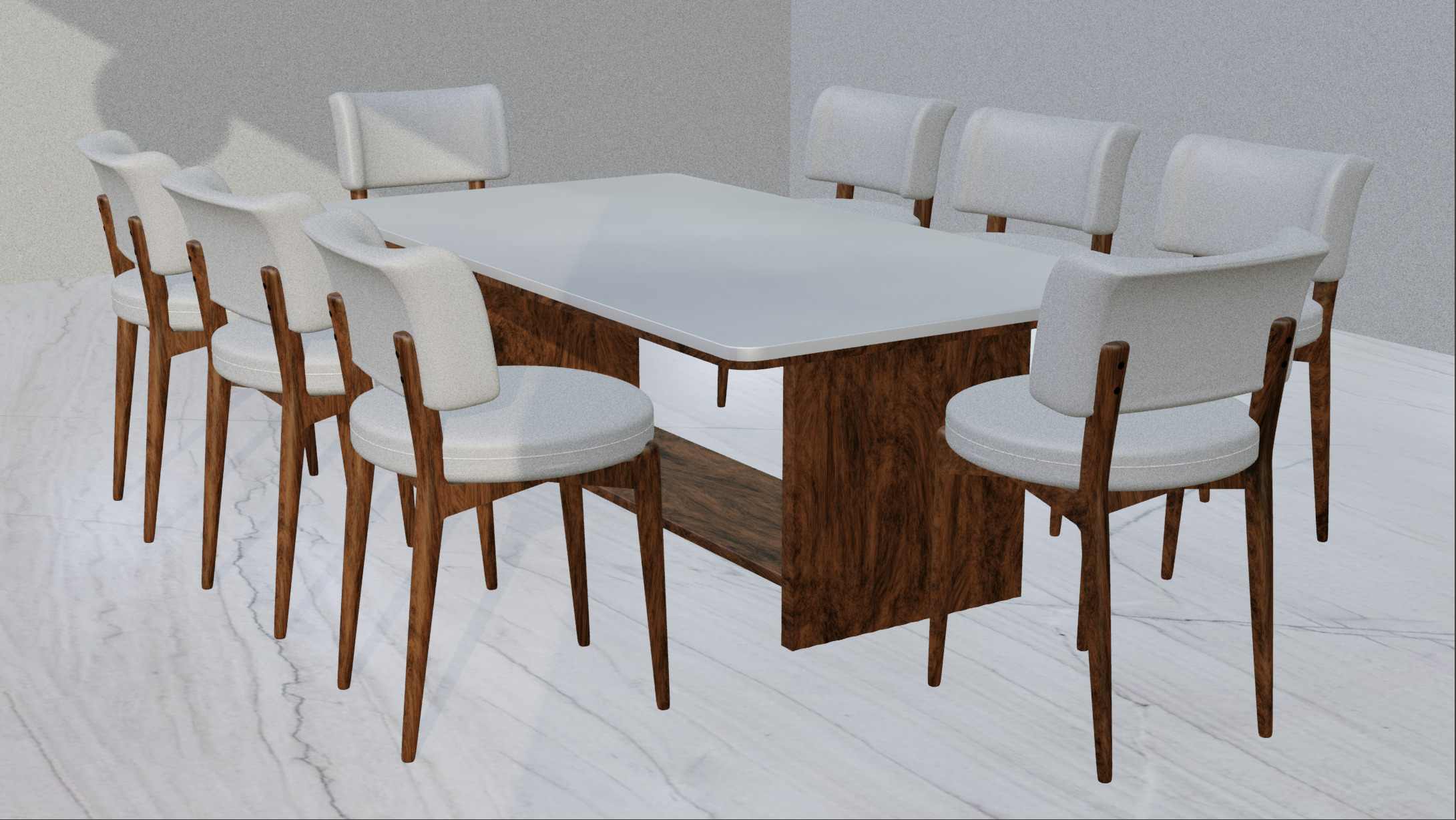 Modern 8 Seater Dining Table Set 3D model_3