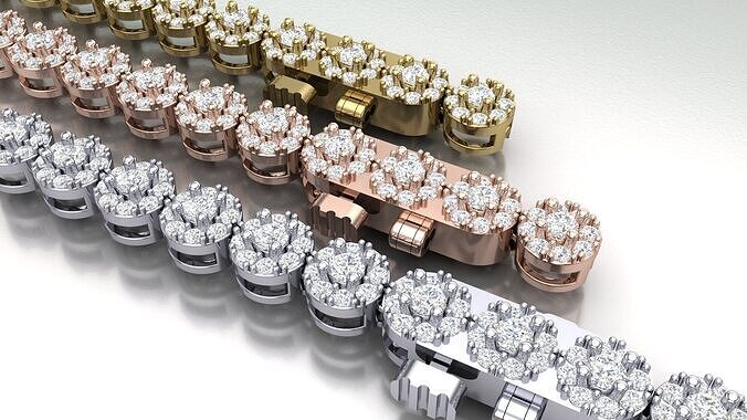 Round Halo Diamond Bracelet H17 - 47319 3D print model