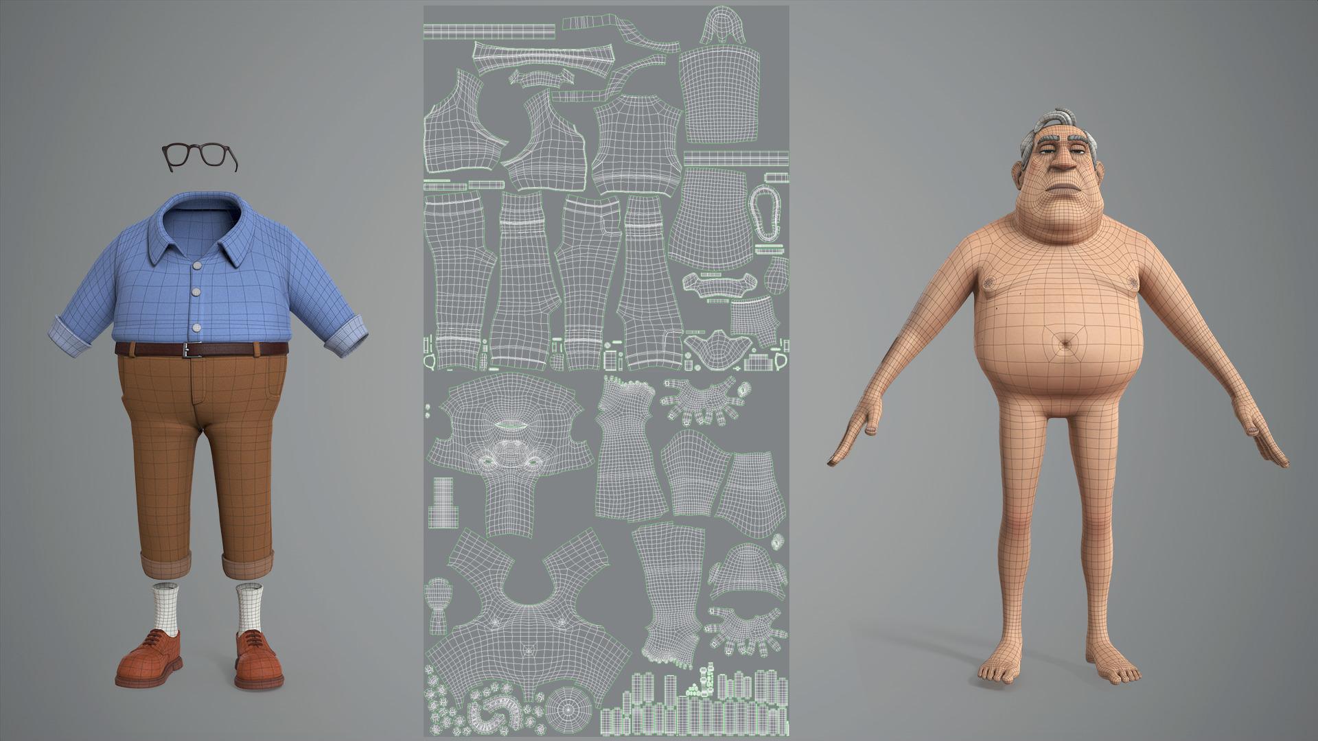 Cartoon male character Randolph base mesh Low-poly 3D model_12