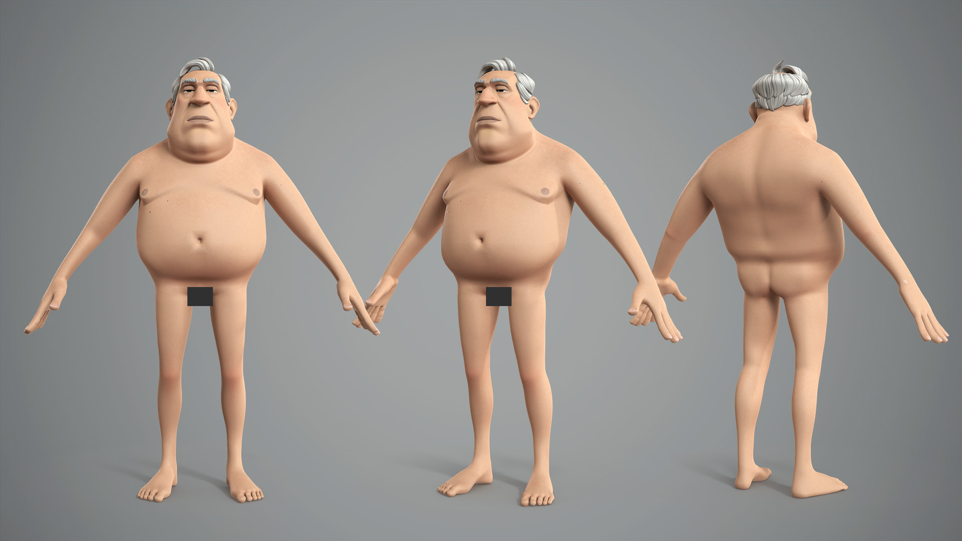 Cartoon male character Randolph base mesh Low-poly 3D model_3