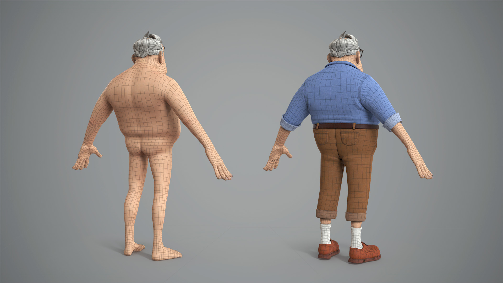 Cartoon male character Randolph base mesh Low-poly 3D model_8