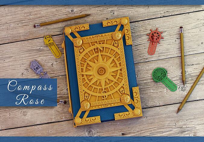 Compass rose Book Cover 3D print model