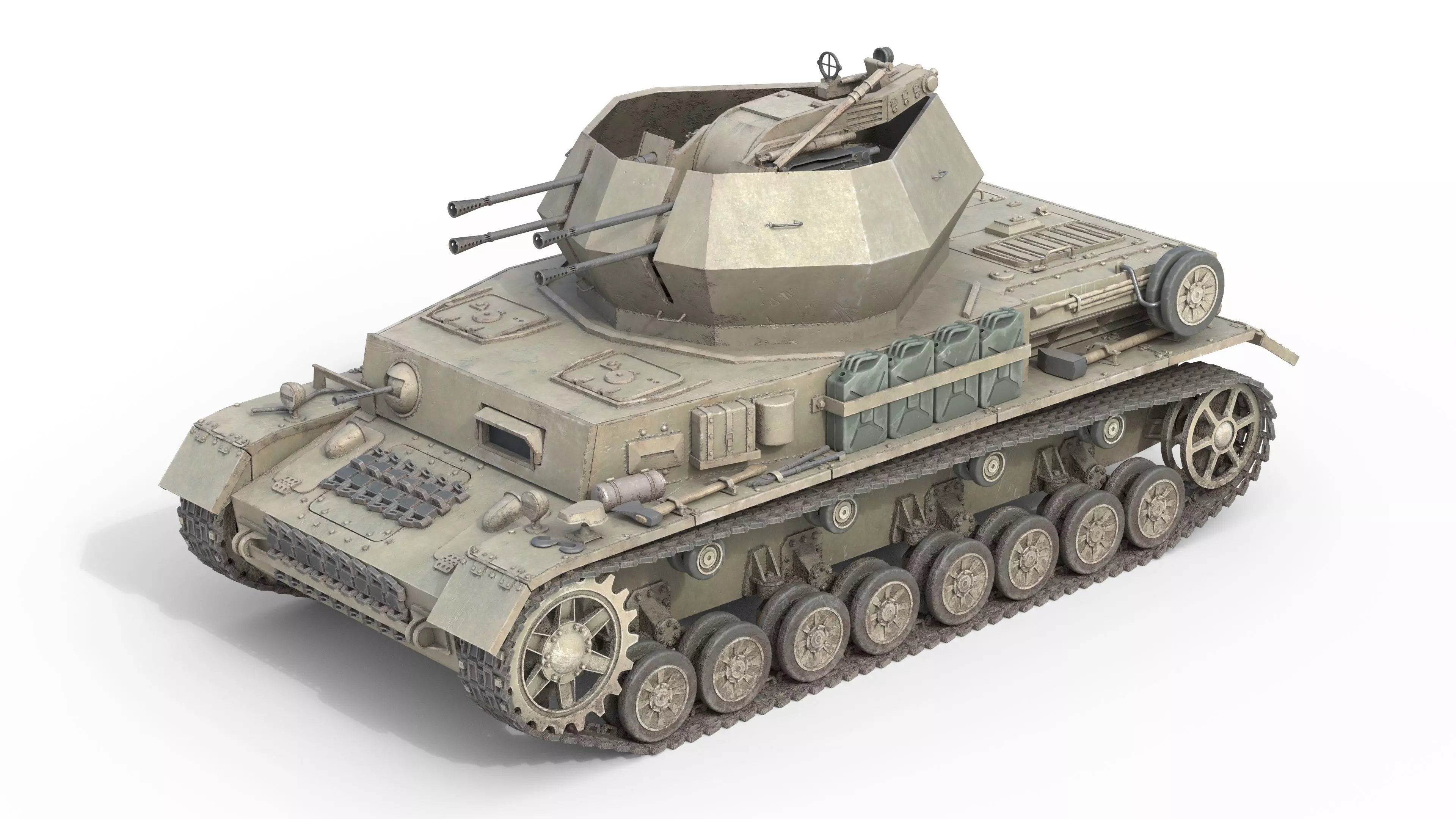 Flakpanzer IV Wirbelwind Tank Low-poly 3D model_0