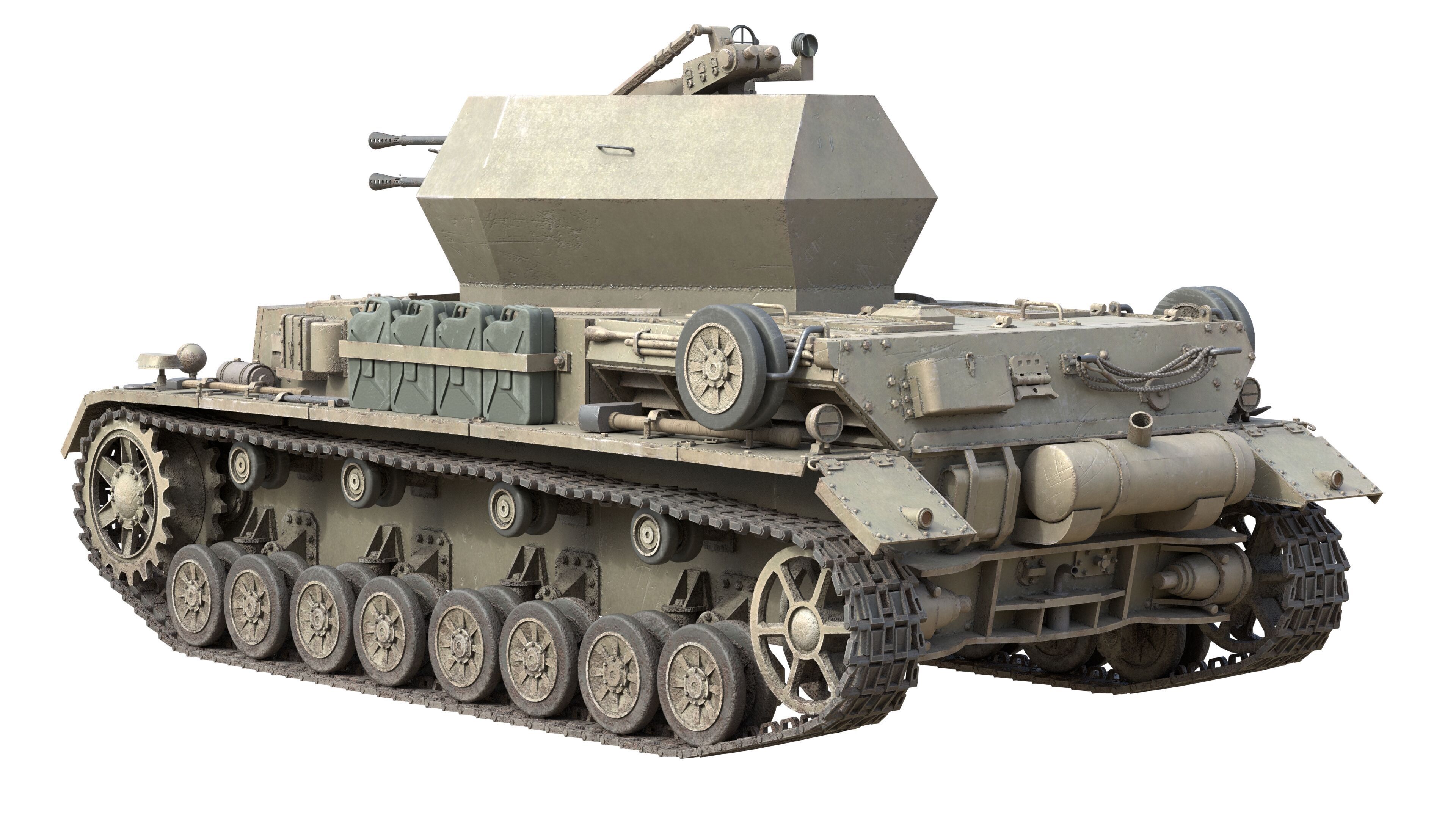 Flakpanzer IV Wirbelwind Tank Low-poly 3D model_11