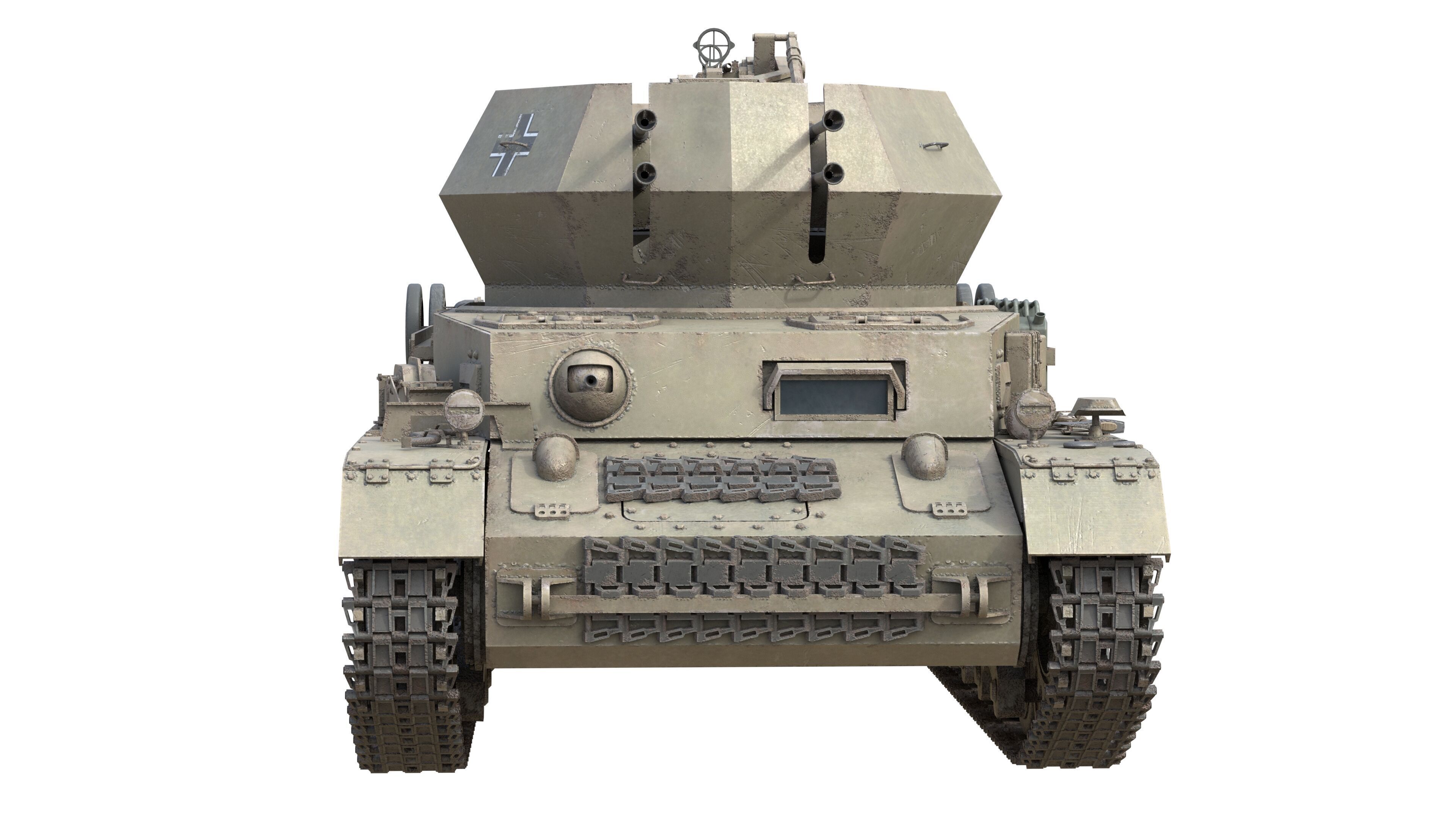 Flakpanzer IV Wirbelwind Tank Low-poly 3D model_7