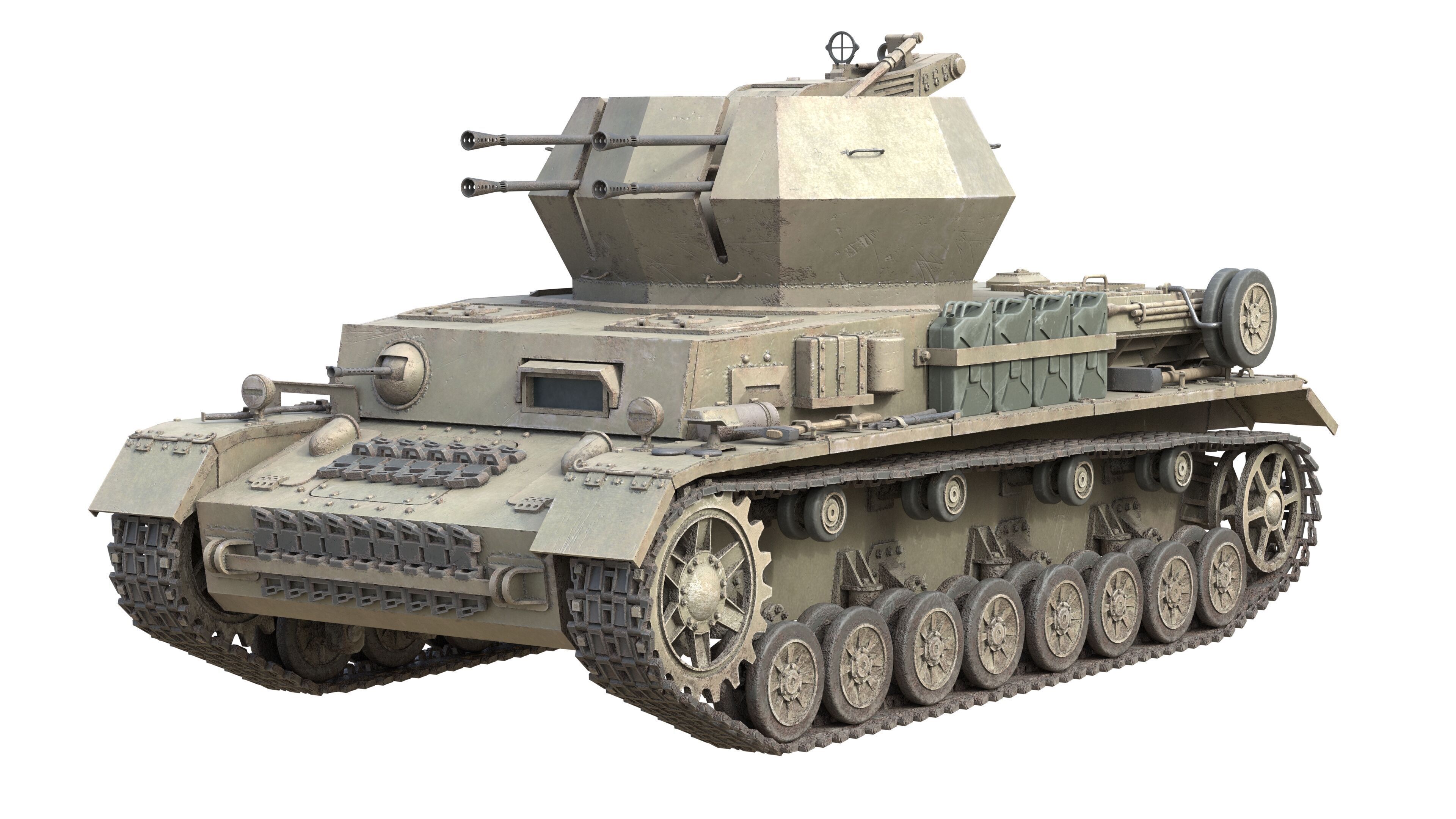 Flakpanzer IV Wirbelwind Tank Low-poly 3D model_10
