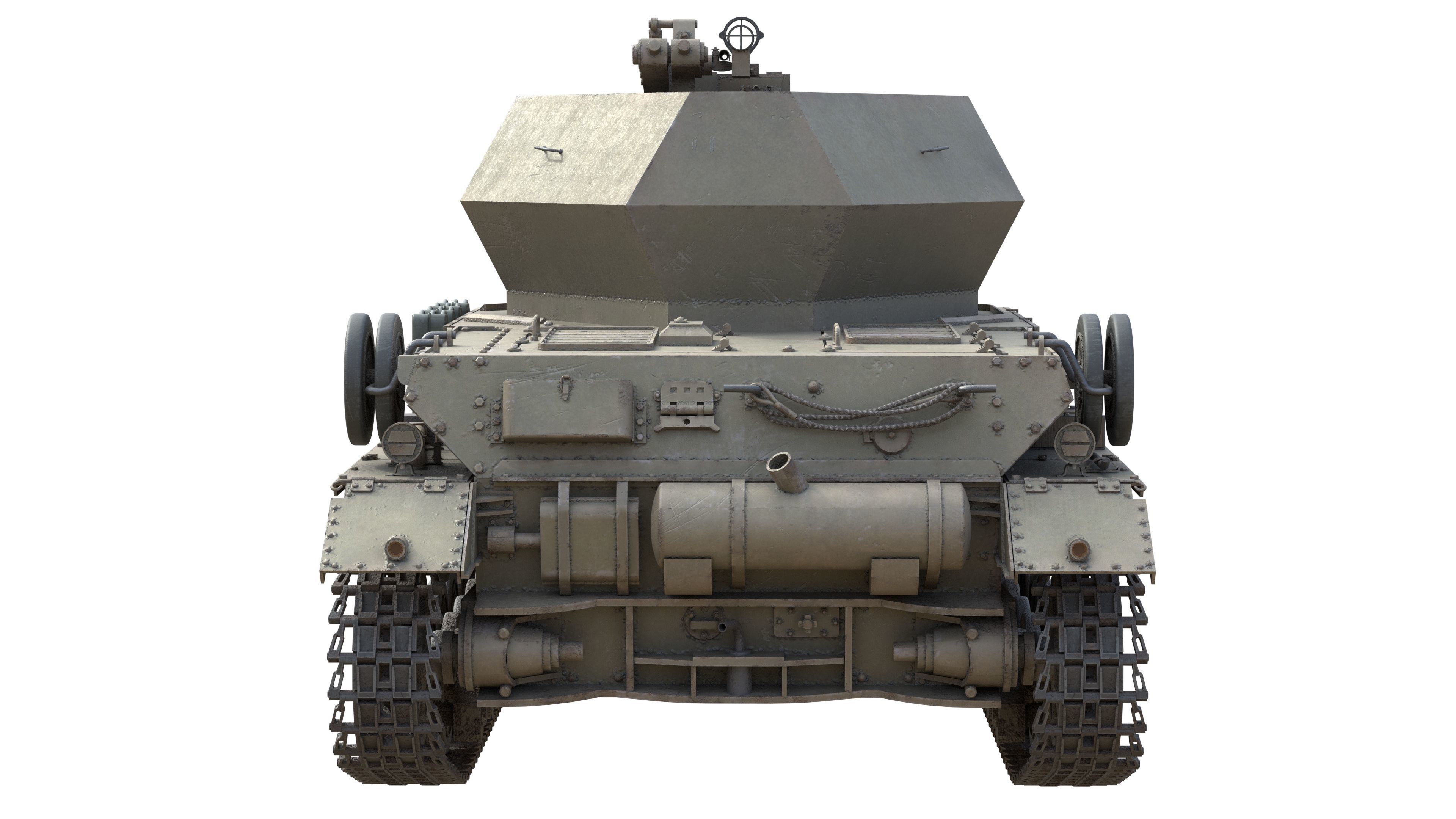 Flakpanzer IV Wirbelwind Tank Low-poly 3D model_8