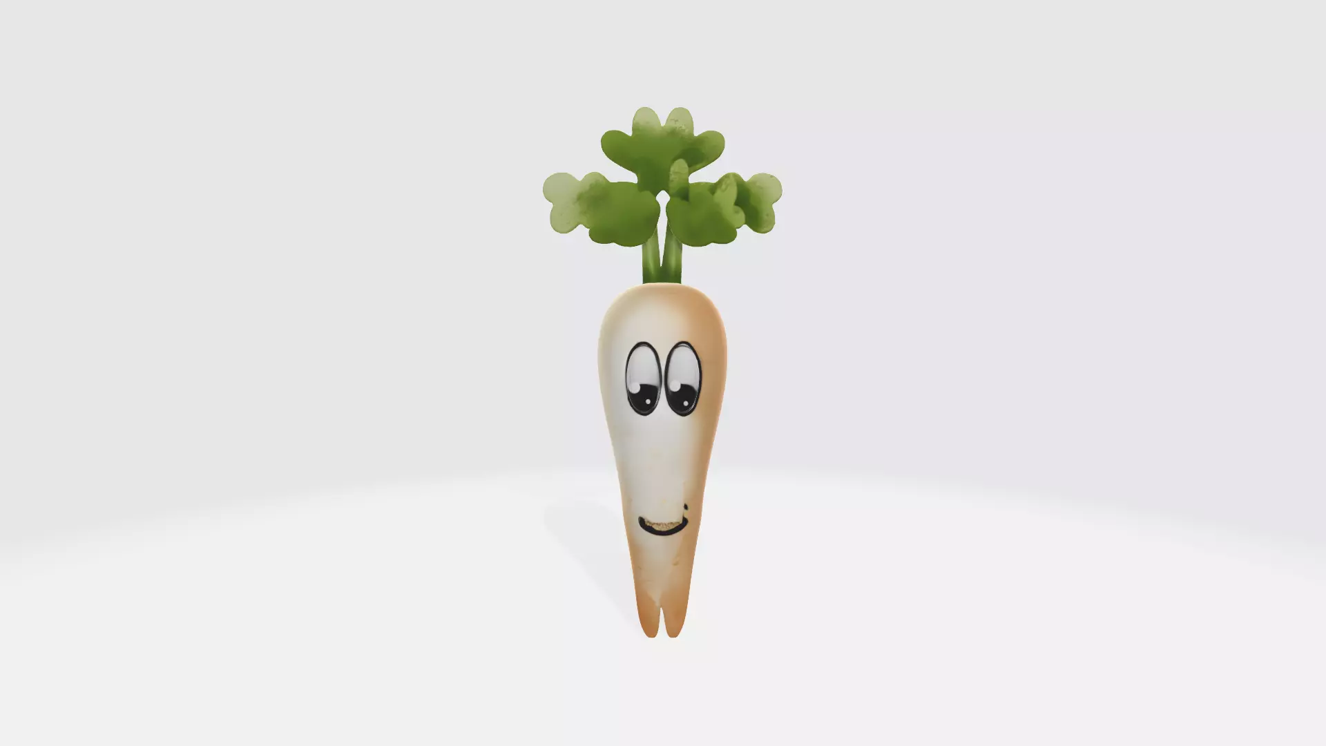 Cute Parsnip Character 3D Model High Poly Stylized Vegetable 3D model_0