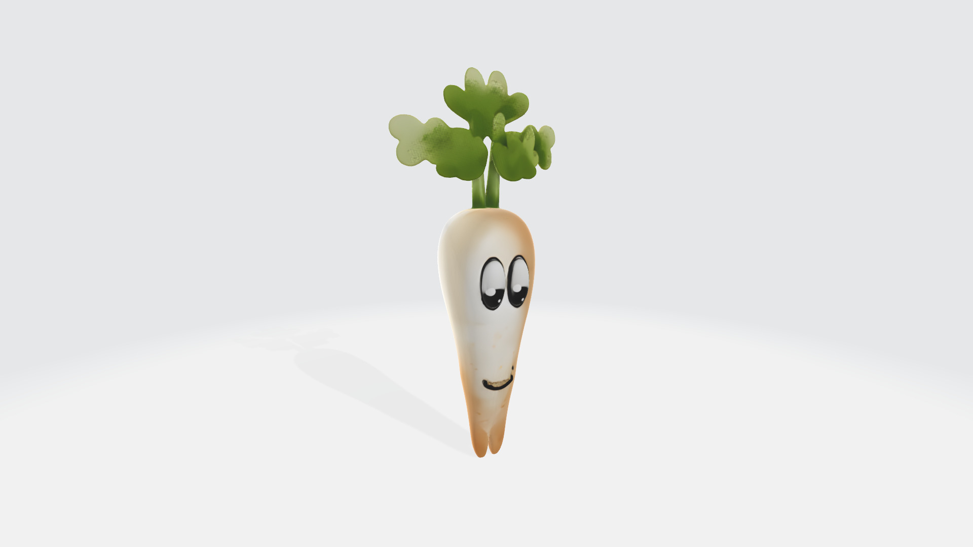 Cute Parsnip Character 3D Model High Poly Stylized Vegetable 3D model_7