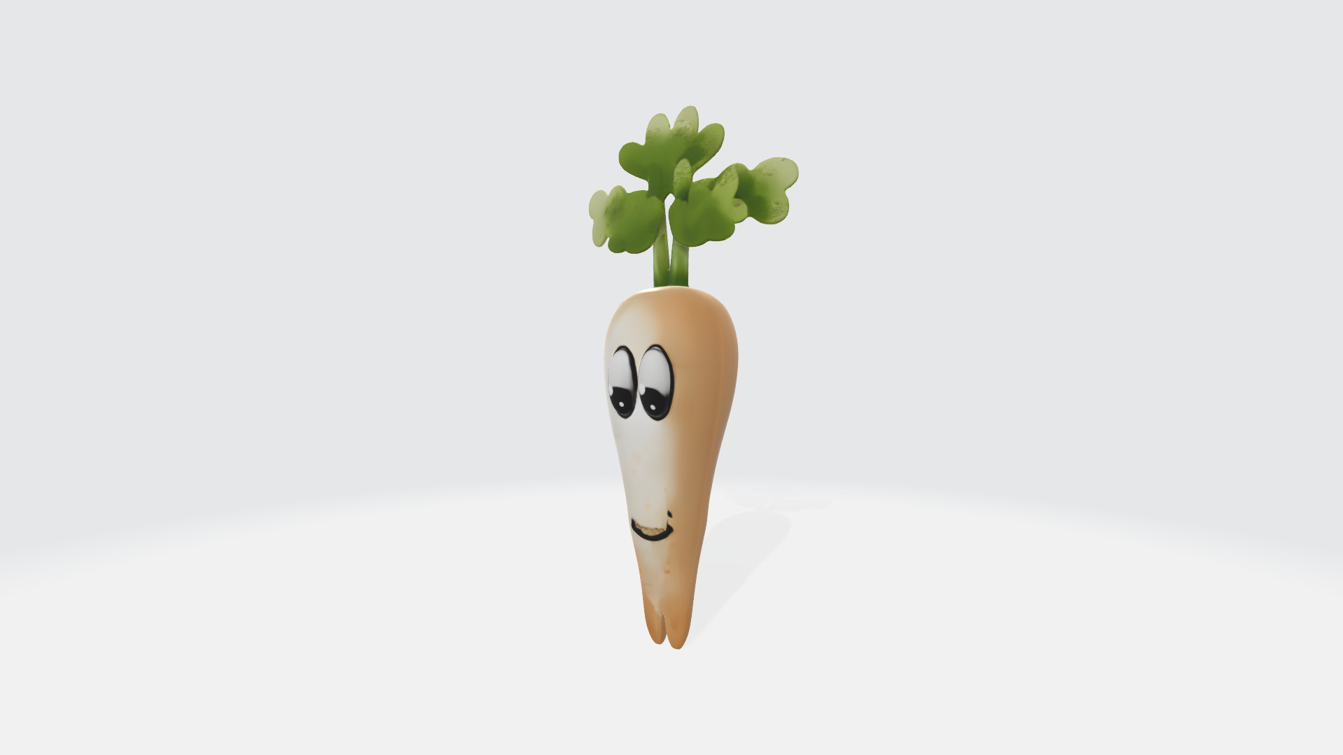 Cute Parsnip Character 3D Model High Poly Stylized Vegetable 3D model_1