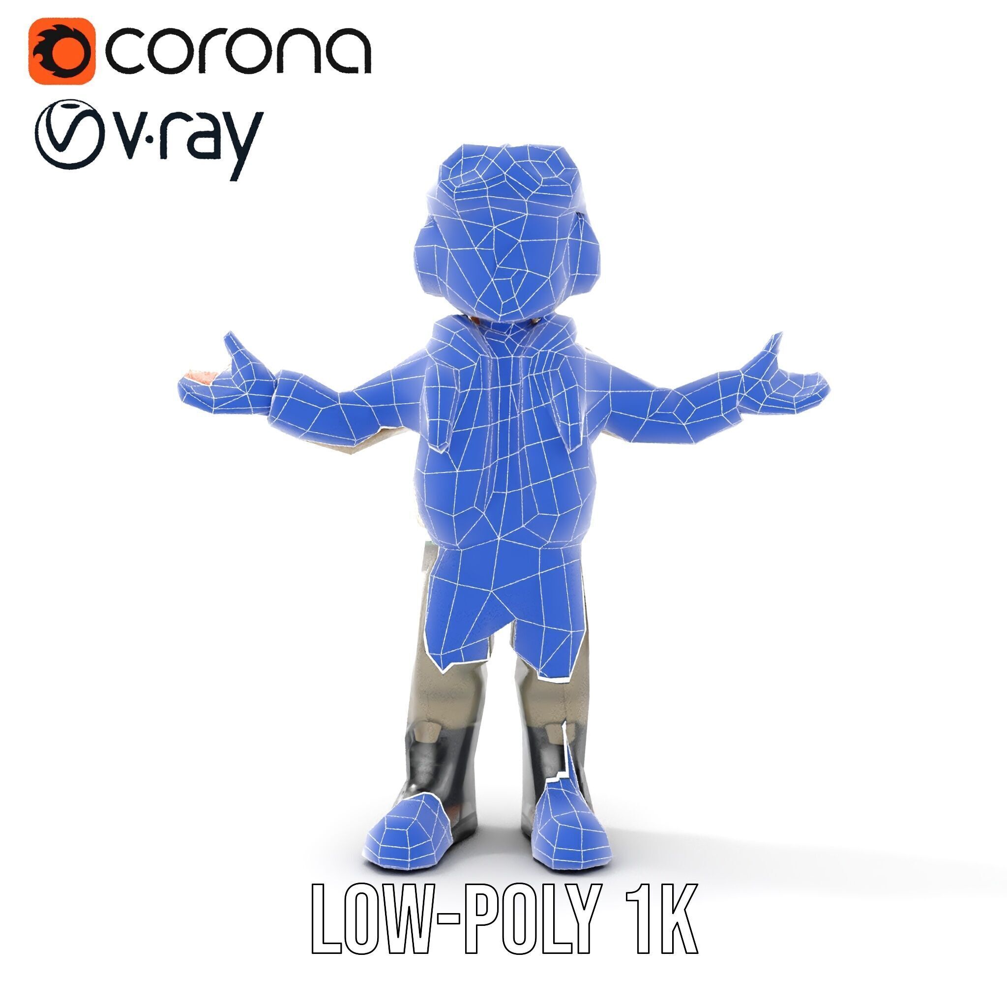 Adventurous Pilot Kid Character Rigged and Animated Low-poly 3D model_25