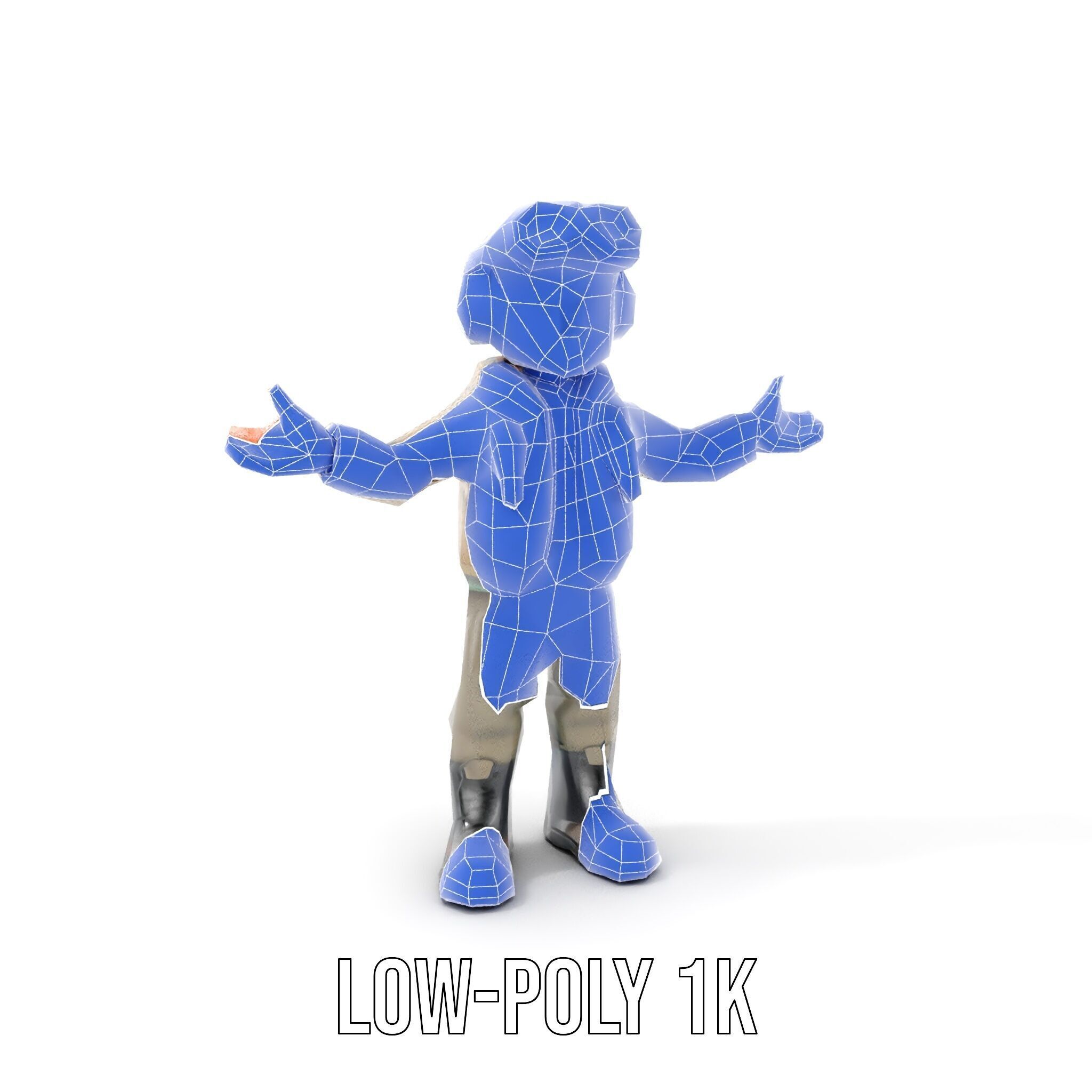 Adventurous Pilot Kid Character Rigged and Animated Low-poly 3D model_14