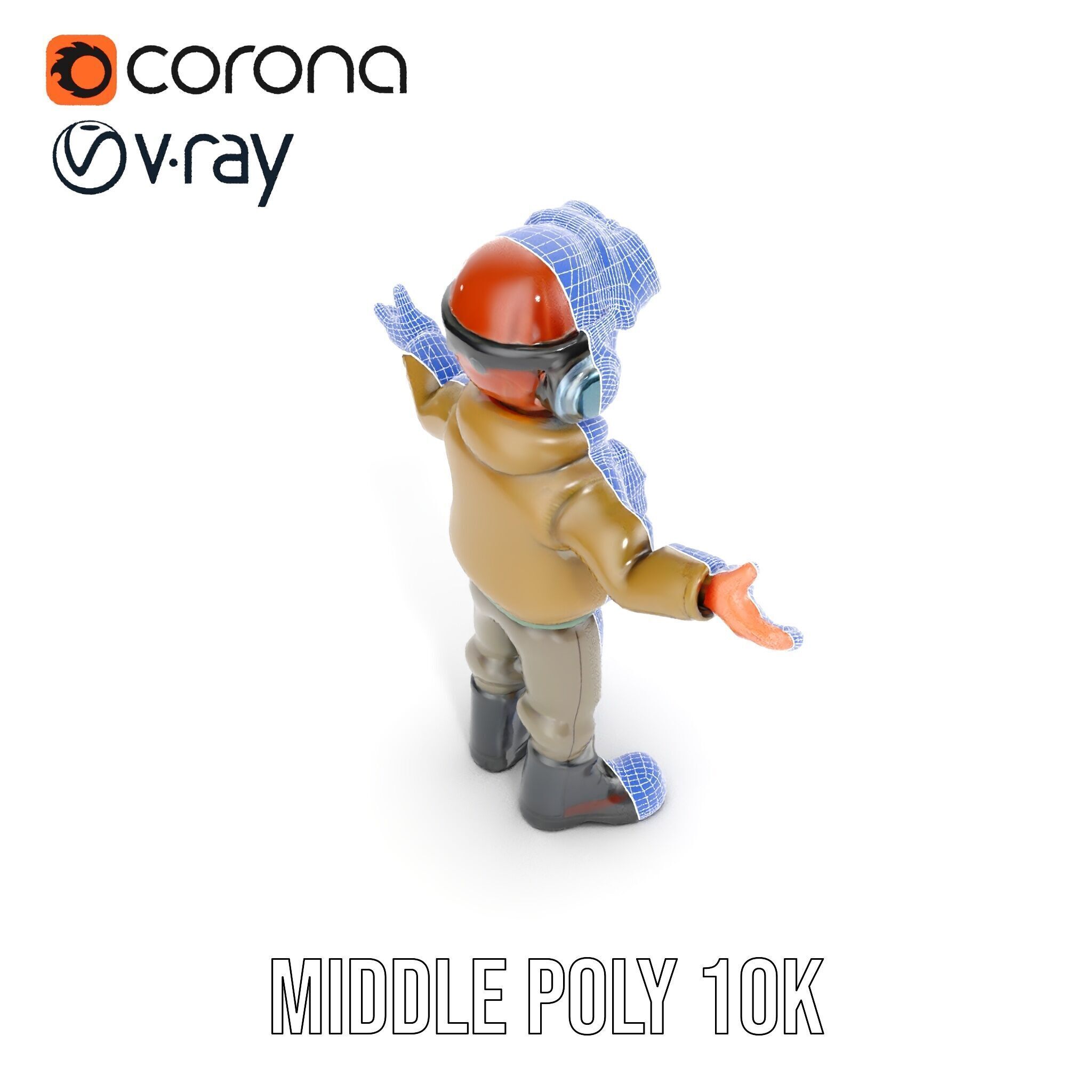 Adventurous Pilot Kid Character Rigged and Animated Low-poly 3D model_27