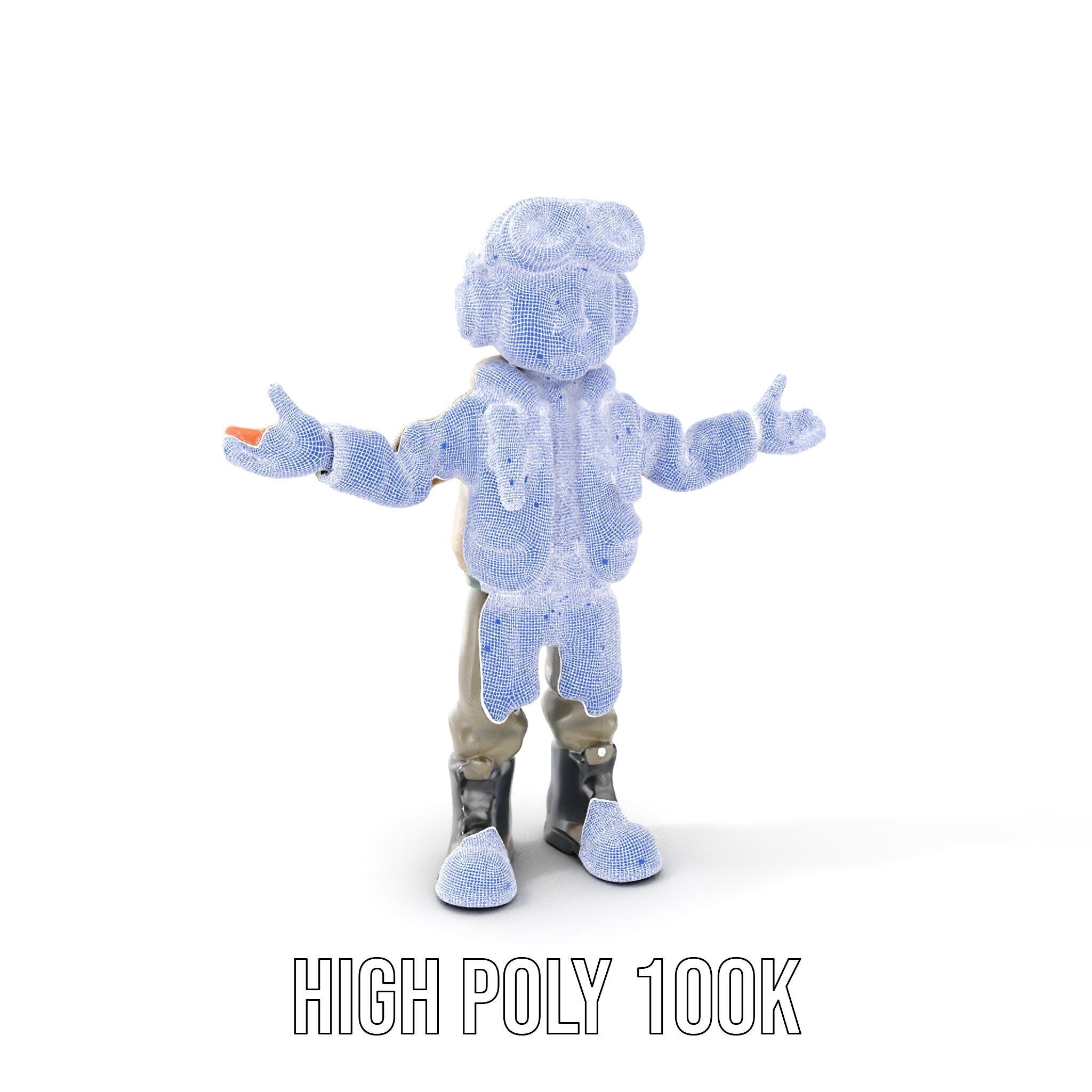 Adventurous Pilot Kid Character Rigged and Animated Low-poly 3D model_4