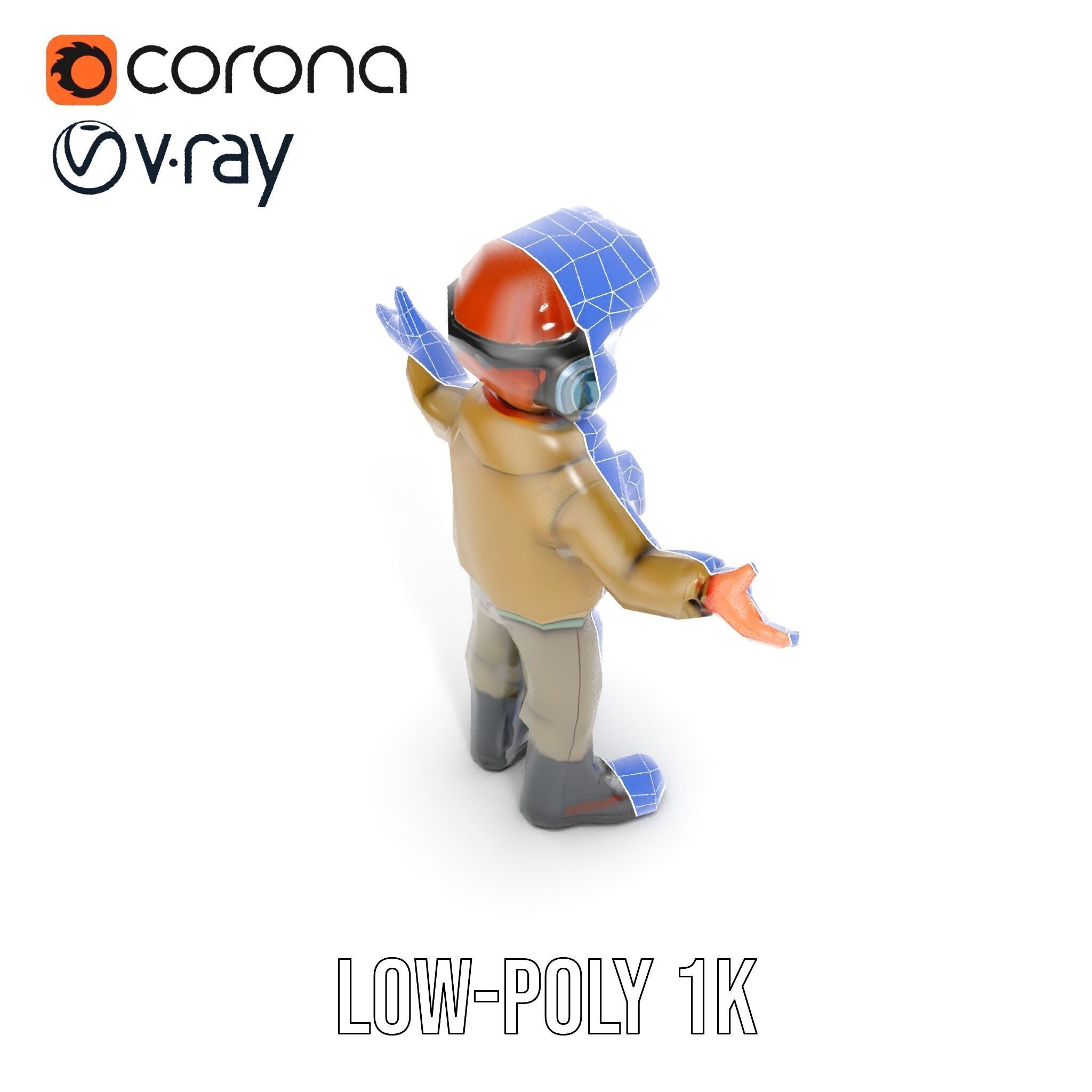 Adventurous Pilot Kid Character Rigged and Animated Low-poly 3D model_22