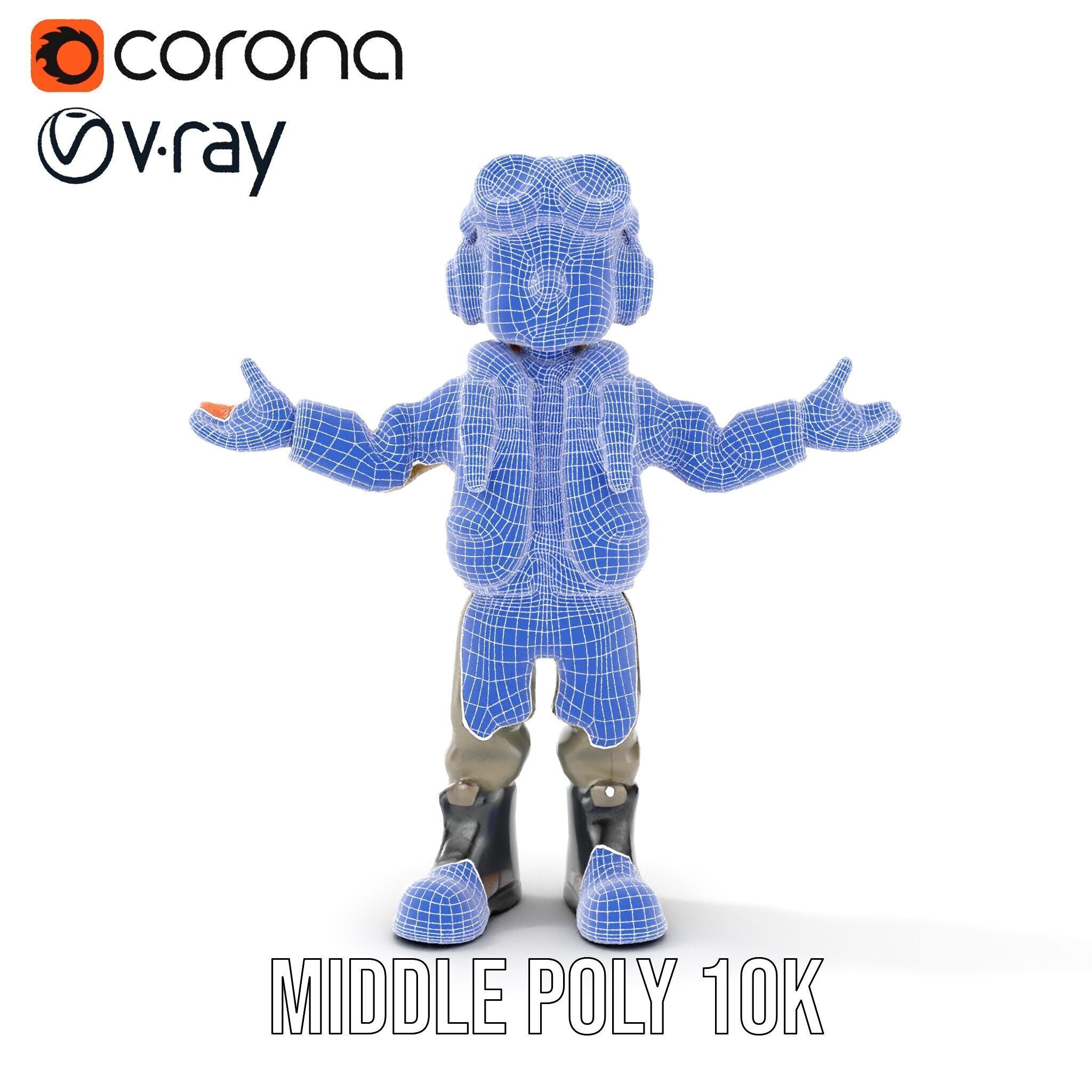 Adventurous Pilot Kid Character Rigged and Animated Low-poly 3D model_33