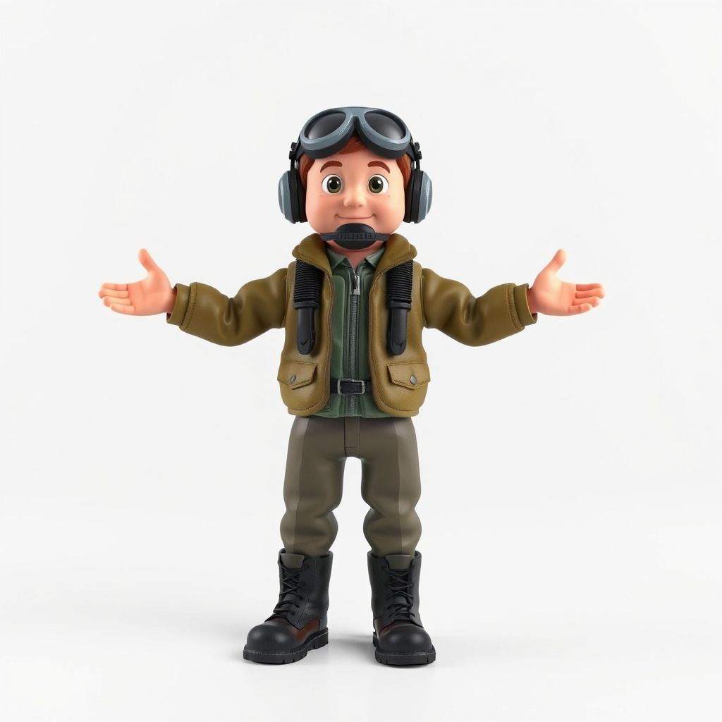 Adventurous Pilot Kid Character Rigged and Animated Low-poly 3D model_2