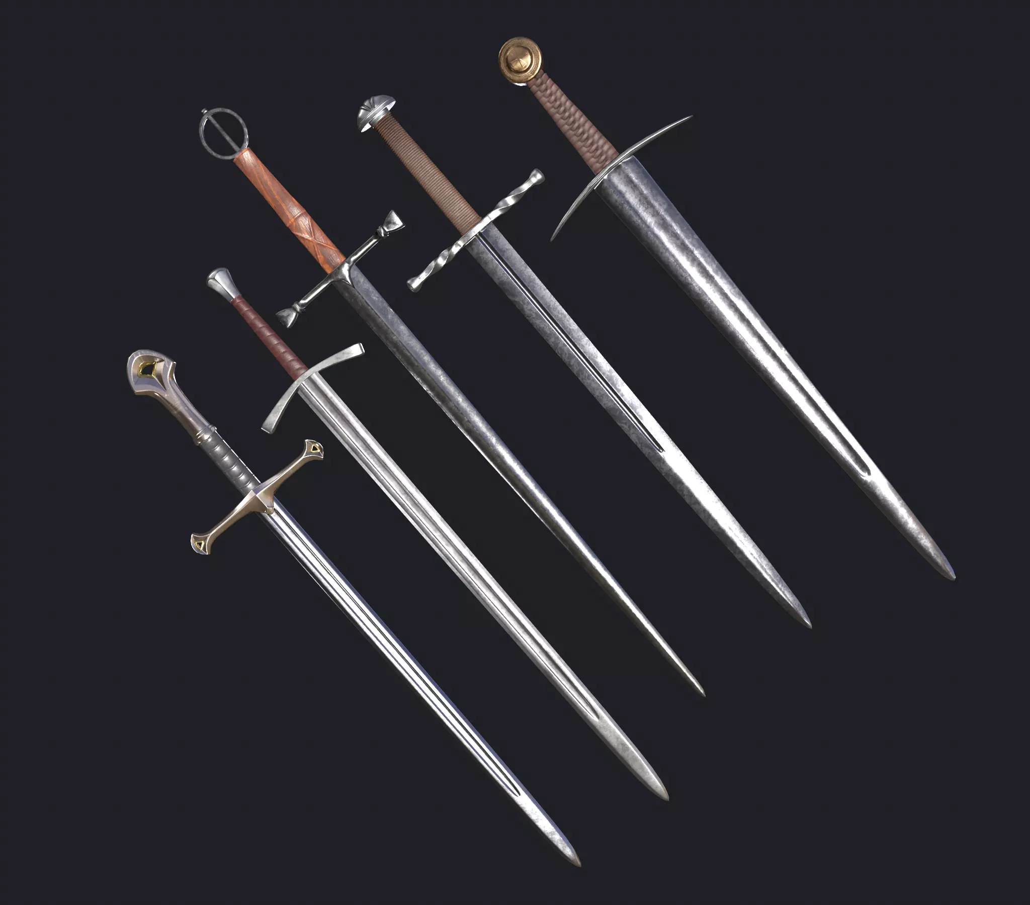 Sword asset Low-poly 3D model_0