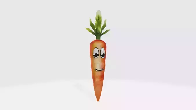 Cute Carrot Character with Face High Poly Fantasy
