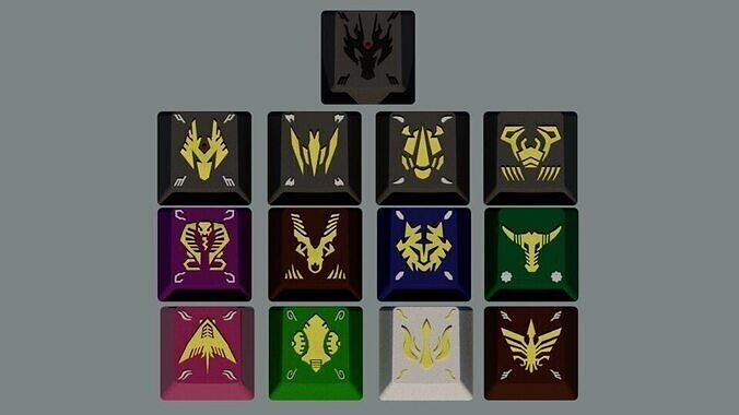 RYUKI 13 RIDERS KEYCAPS 3D print model
