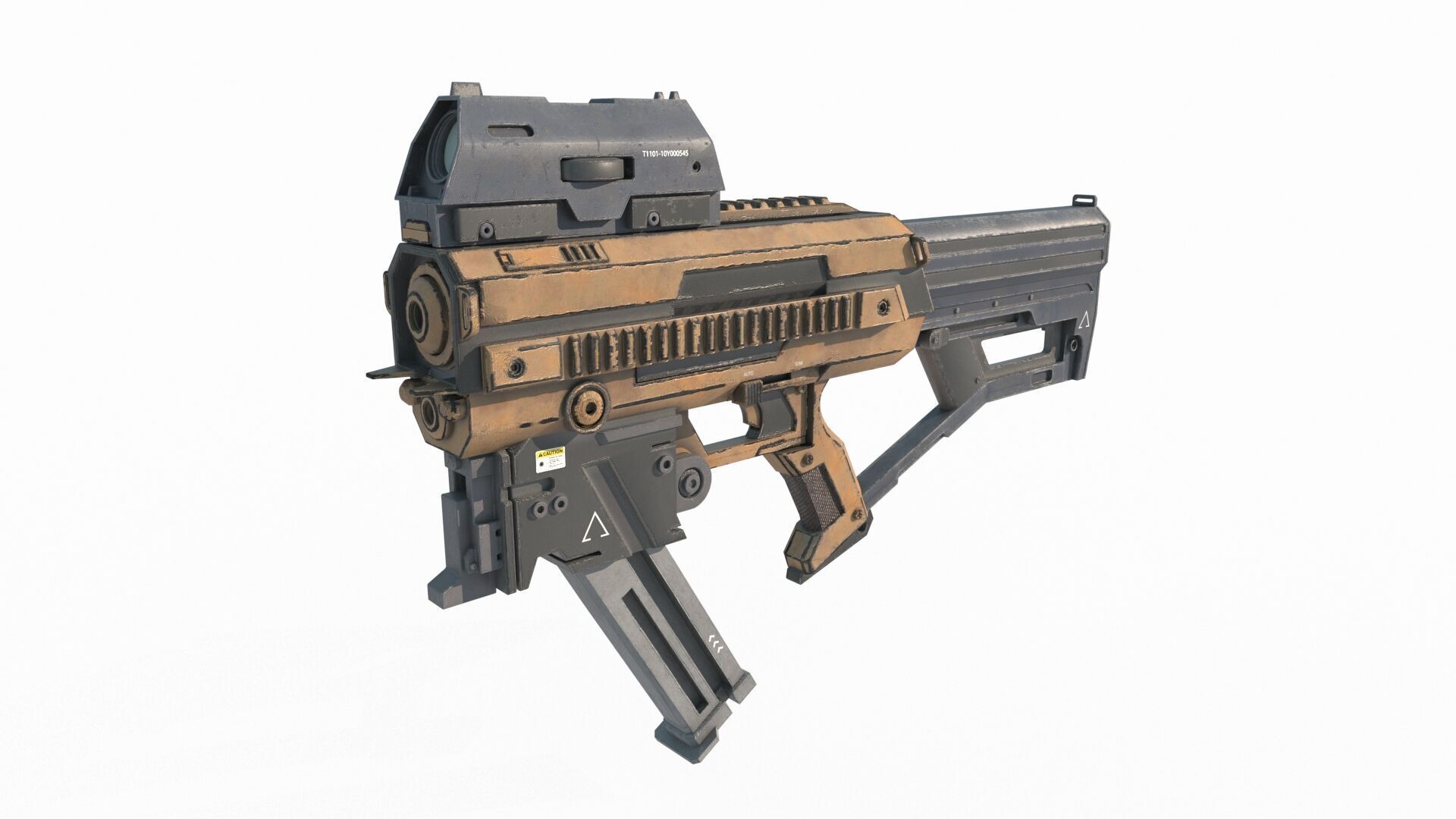 Future sci-fi weapon submachine gun 3D model_3