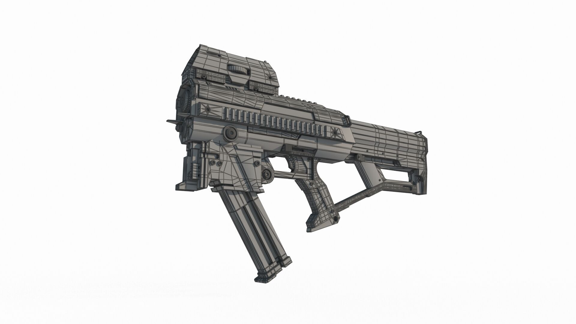 Future sci-fi weapon submachine gun 3D model_5