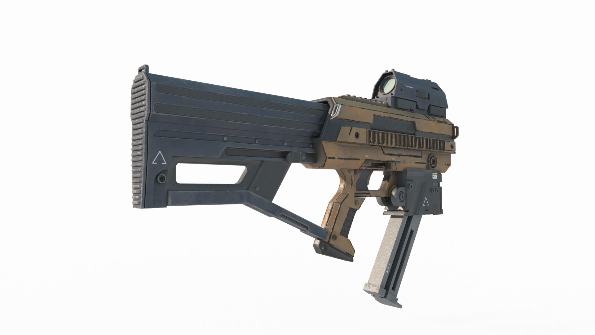 Future sci-fi weapon submachine gun 3D model_4