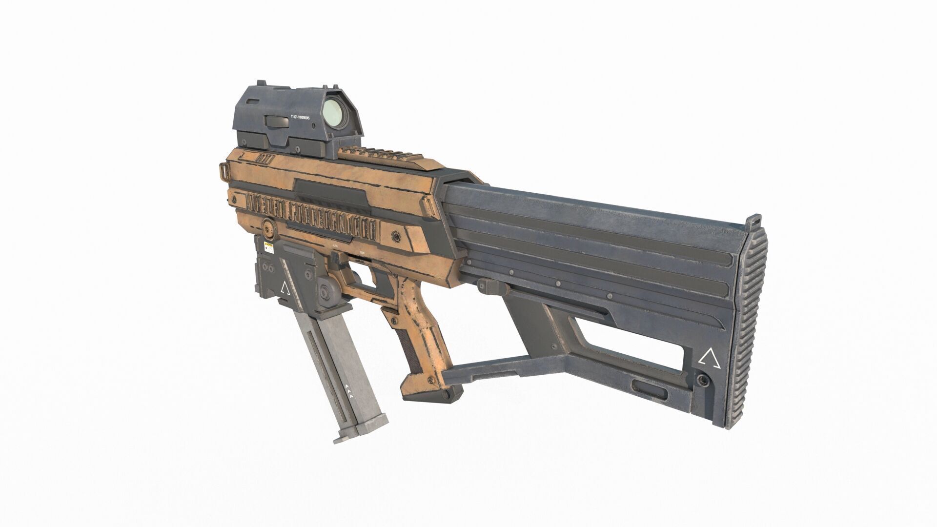 Future sci-fi weapon submachine gun 3D model_2