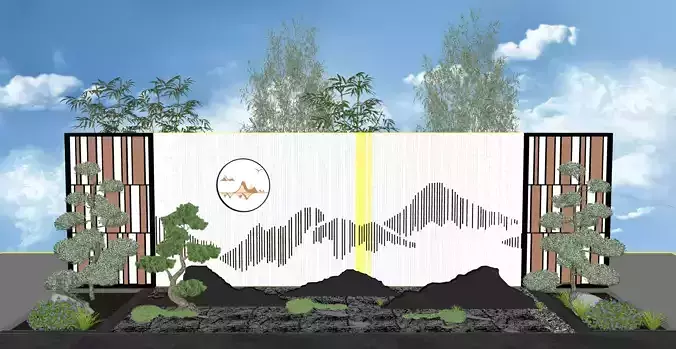 landscape wall-Chinese style-1 3D model