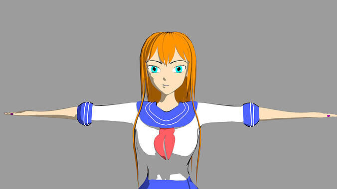 Curvy Anime  School Girl 3D model