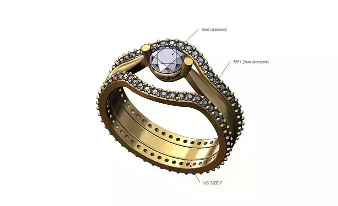 Double curved eternity gurads 6mm solitaire ring US size 7