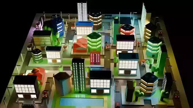 low poly city 