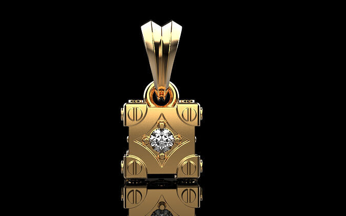 Cube with gems pendant model 1096  3D print model