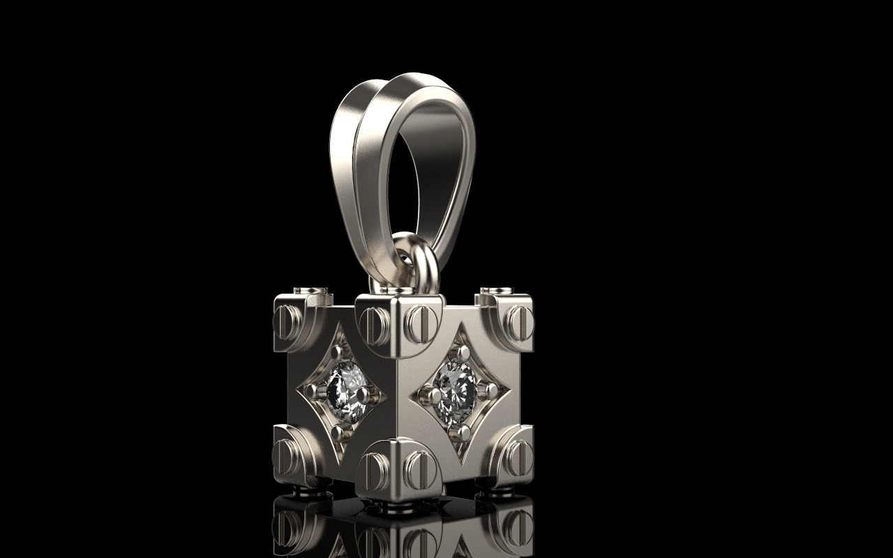 Cube with gems pendant model 1096 3D print model_21