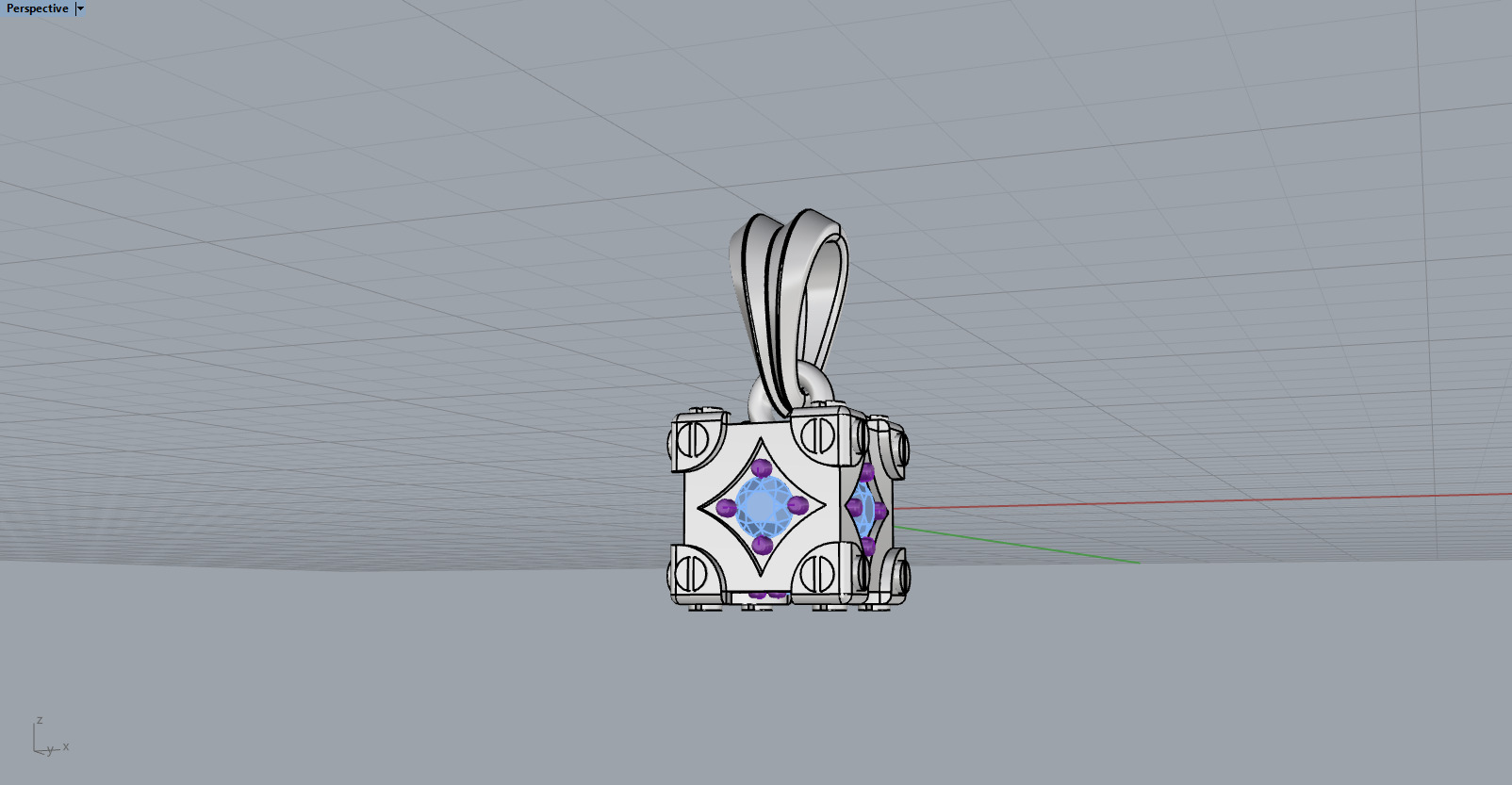 Cube with gems pendant model 1096 3D print model_8