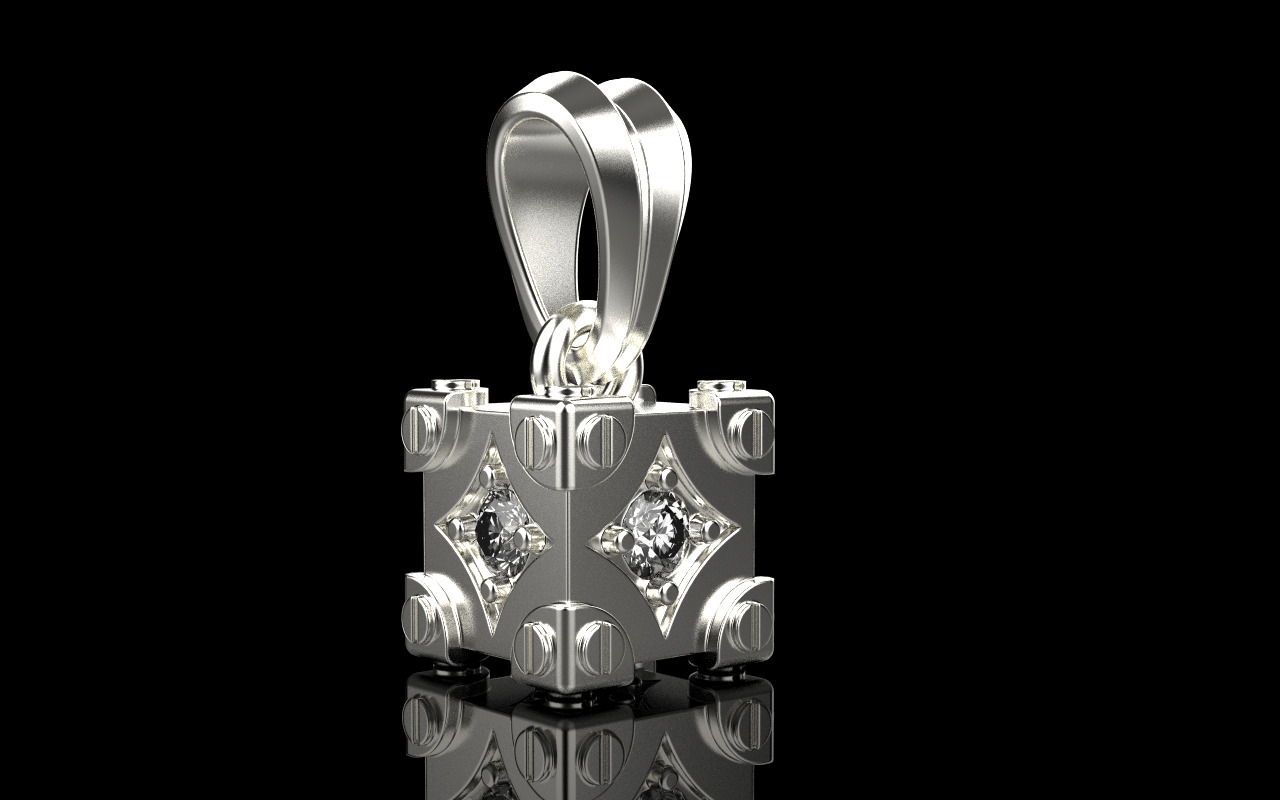 Cube with gems pendant model 1096 3D print model_18
