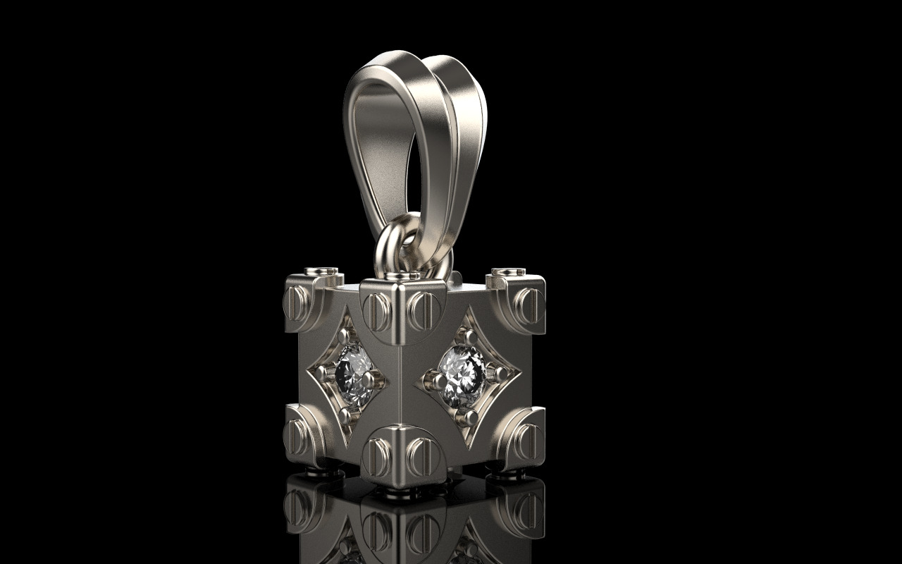Cube with gems pendant model 1096 3D print model_16