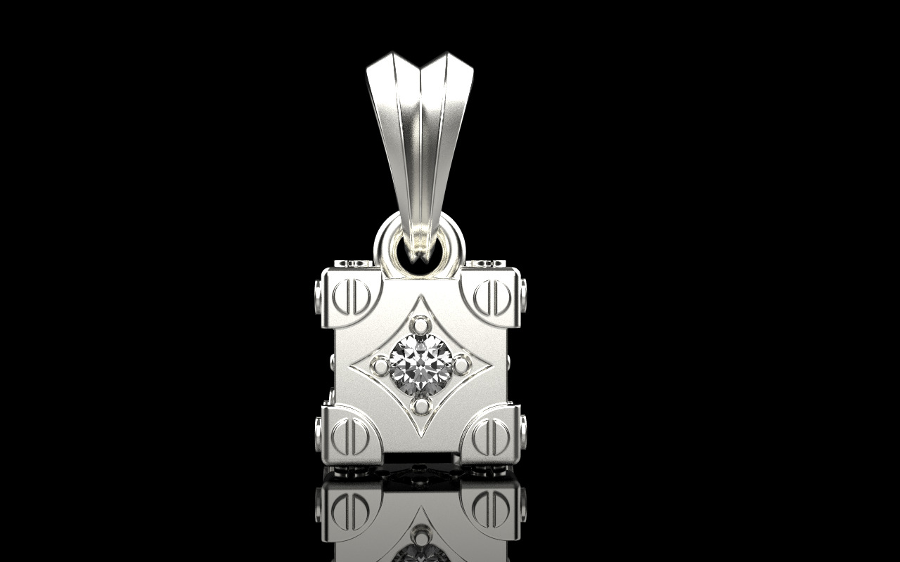 Cube with gems pendant model 1096 3D print model_13