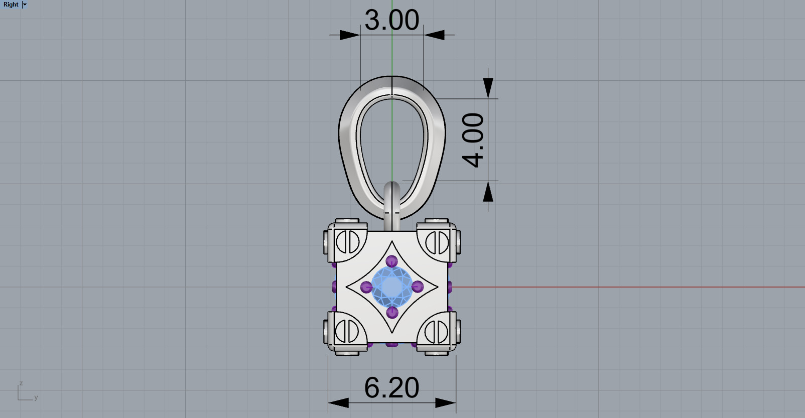 Cube with gems pendant model 1096 3D print model_7