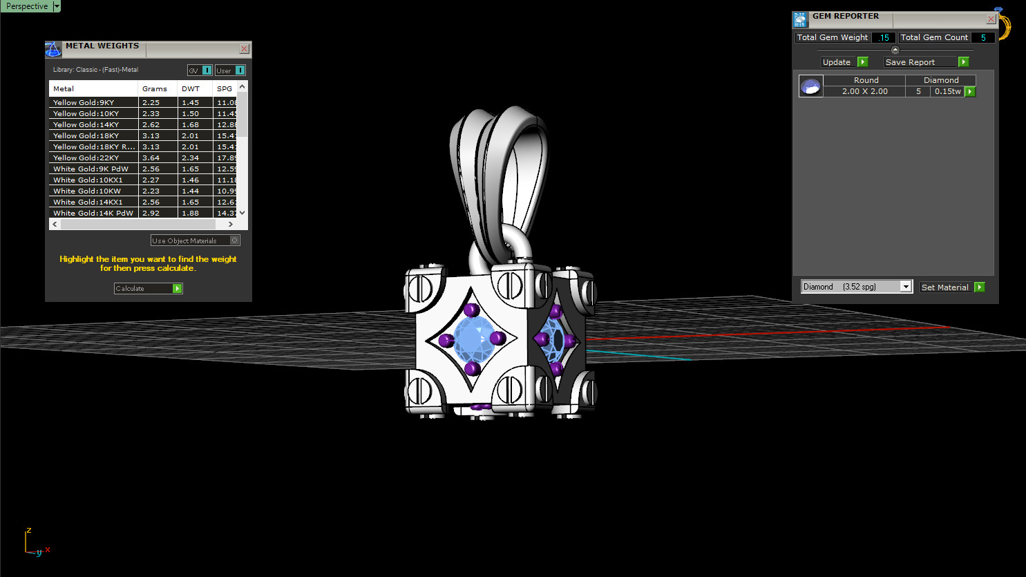 Cube with gems pendant model 1096 3D print model_4