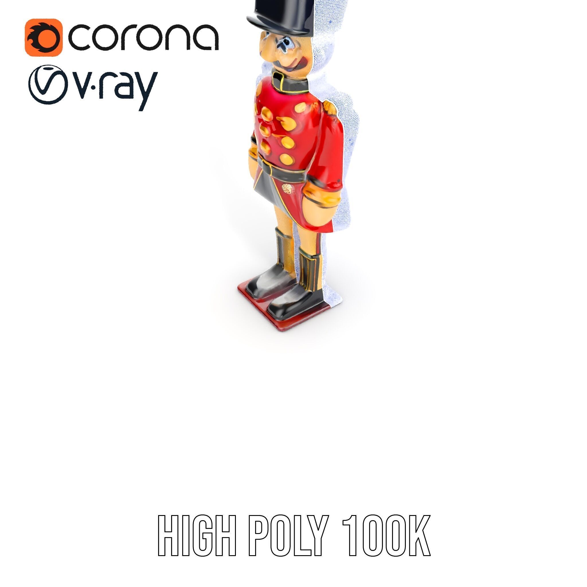 Toy Soldier Model Pack Red Wooden Figure Low-poly 3D model_34