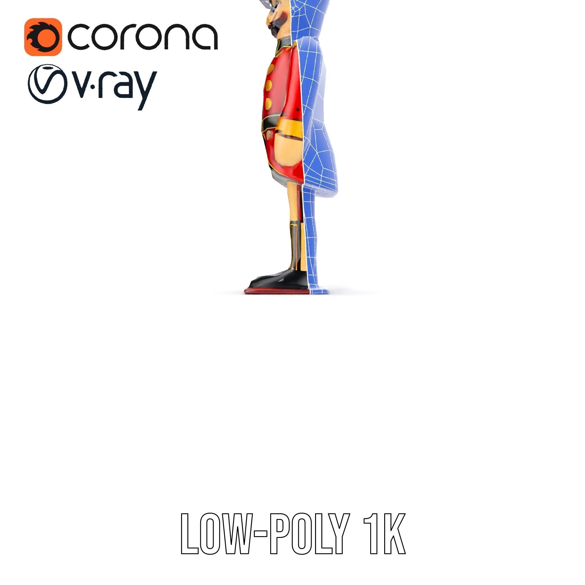 Toy Soldier Model Pack Red Wooden Figure Low-poly 3D model_25